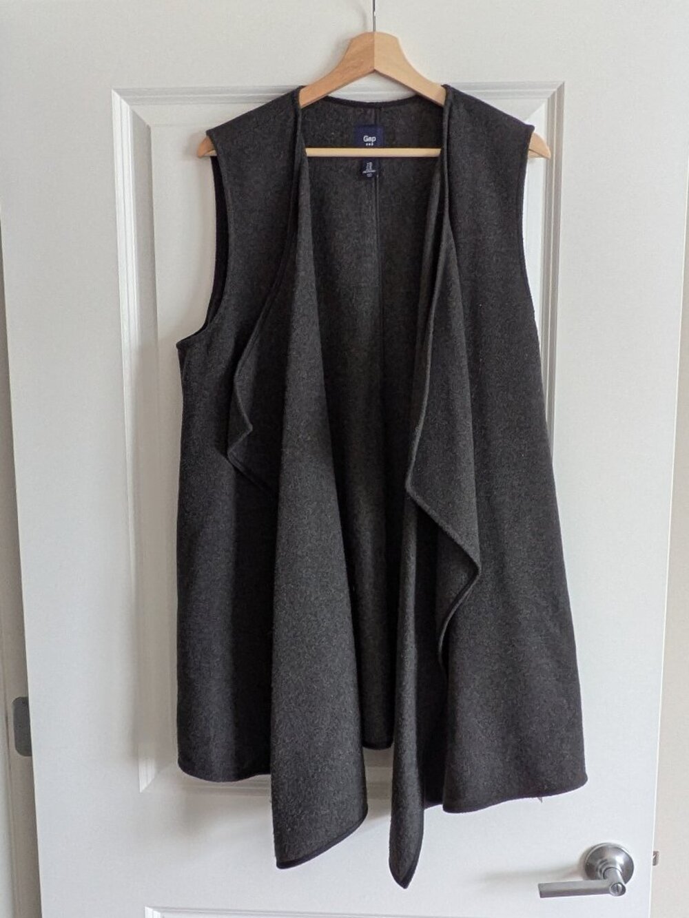 GAP Charcoal Waterfall Drape Vest Wool Blend - XL